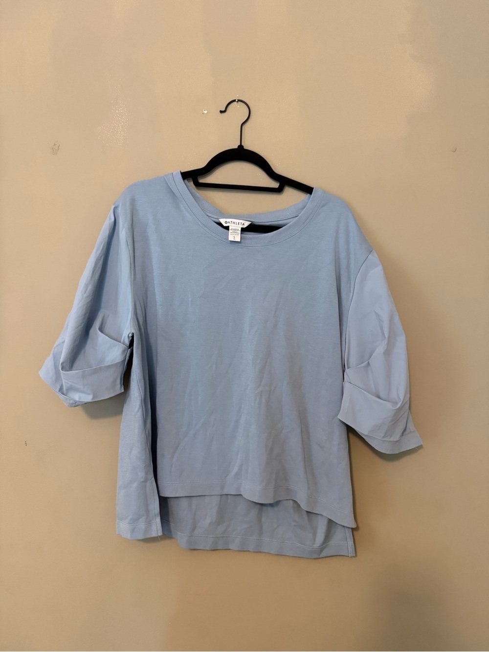 Athleta Light Blue Women's Top with Folded Short Sleeves